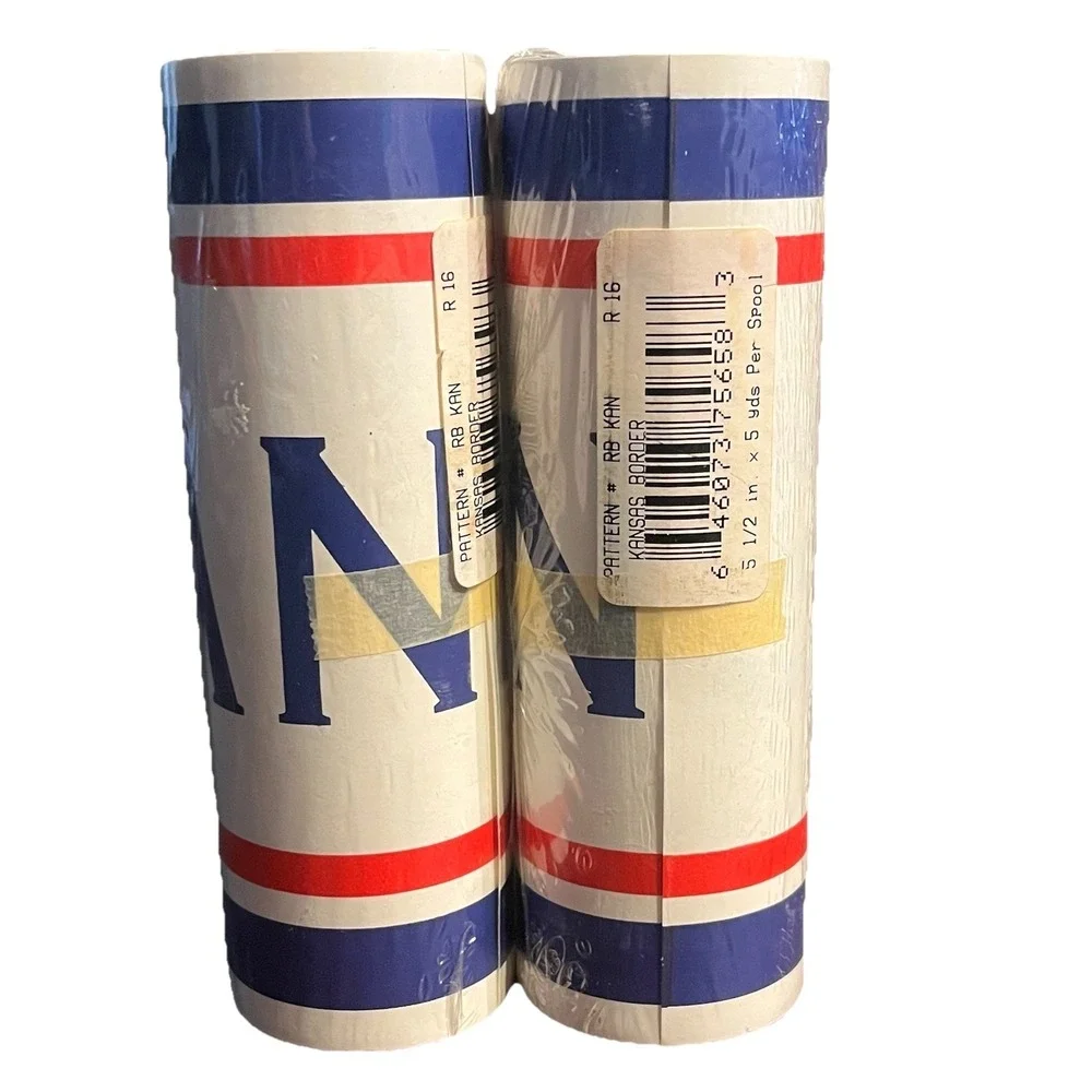 Vintage Kansas Jayhawks Wallpaper Border Red White & Blue – New Old Stock (NOS)